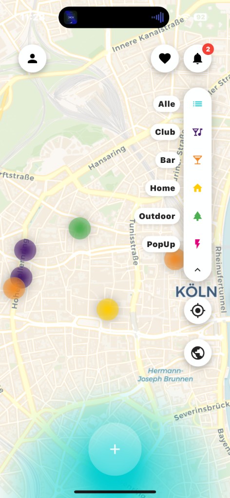 Kartenübersicht mit Kategorie-Filtern
